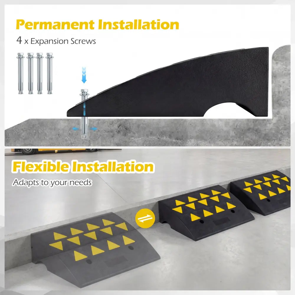 2 Pcs Driveway Threshold Ramps with 5/6 Inch Rise for Medium Trucks-M - Black - Garages