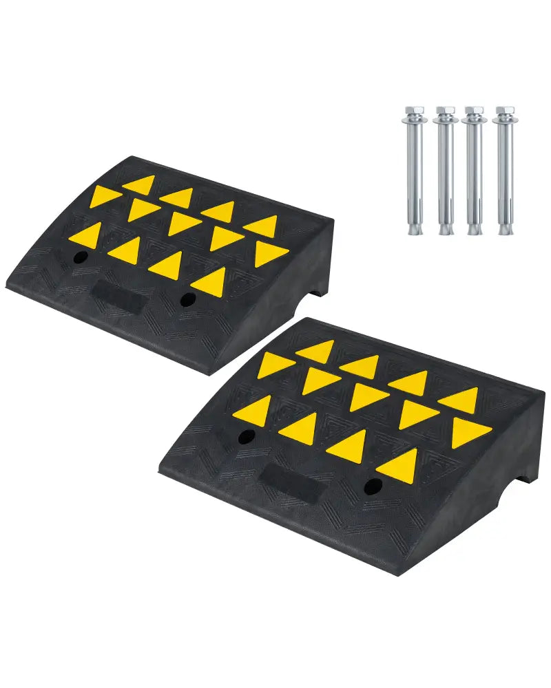 2 Pcs Driveway Threshold Ramps with 5/6 Inch Rise for Medium Trucks-M - Black - Garages