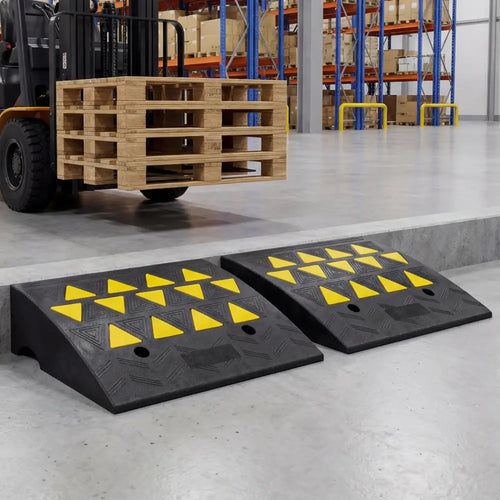 2 Pcs Driveway Threshold Ramps with 5/6 Inch Rise for Medium Trucks-M - Black - Garages