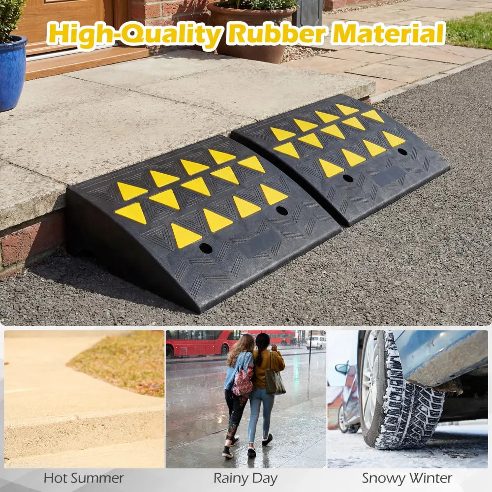 2 Pcs Driveway Threshold Ramps with 5/6 Inch Rise for Medium Trucks-M - Black - Garages