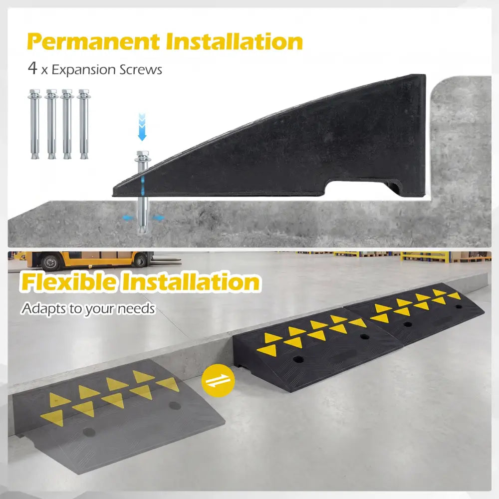 2 Pcs Driveway Threshold Ramps with 5/6 Inch Rise for Medium Trucks-S - Black - Garages