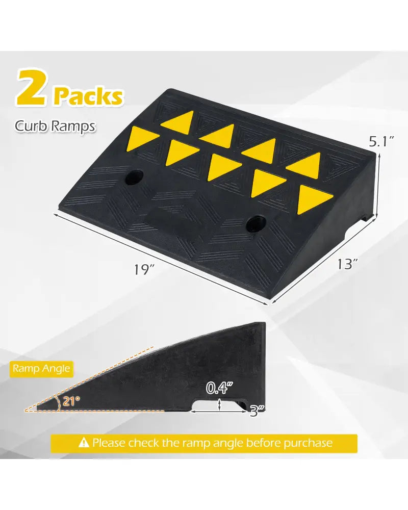 2 Pcs Driveway Threshold Ramps with 5/6 Inch Rise for Medium Trucks-S - Black - Garages
