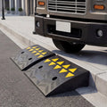 2 Pcs Driveway Threshold Ramps with 5/6 Inch Rise for Medium Trucks-S - Black - Garages