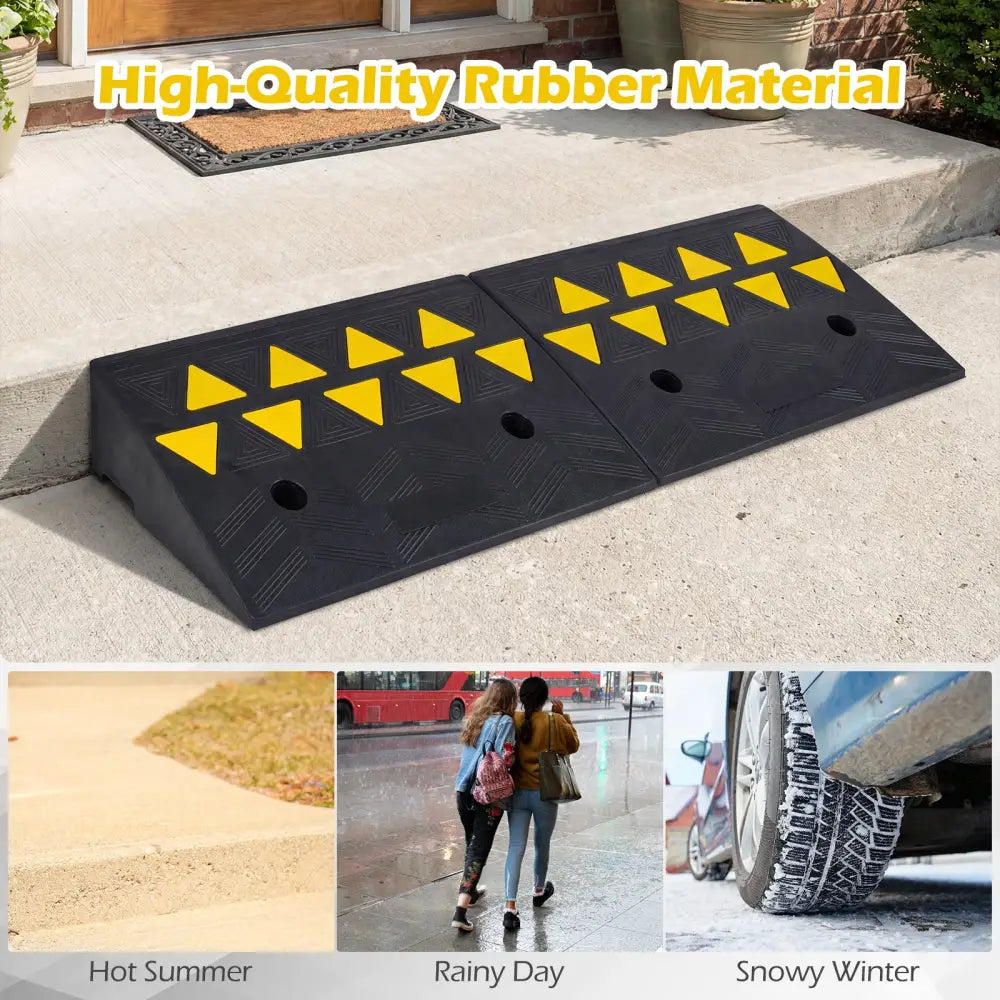 2 Pcs Driveway Threshold Ramps with 5/6 Inch Rise for Medium Trucks-S - Black - Garages