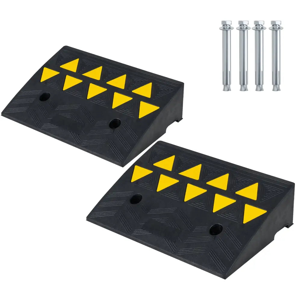 2 Pcs Driveway Threshold Ramps with 5/6 Inch Rise for Medium Trucks-S - Black - Garages