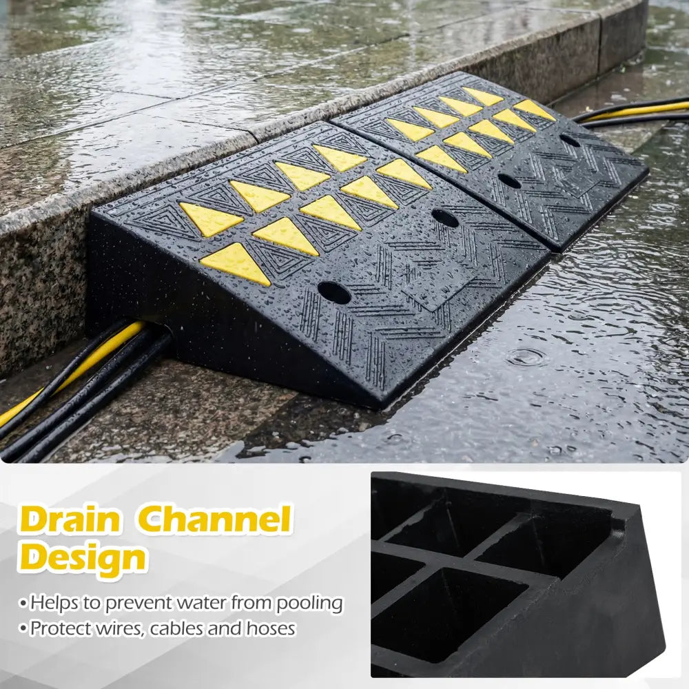 2 Pcs Driveway Threshold Ramps with 5/6 Inch Rise for Medium Trucks-S - Black - Garages