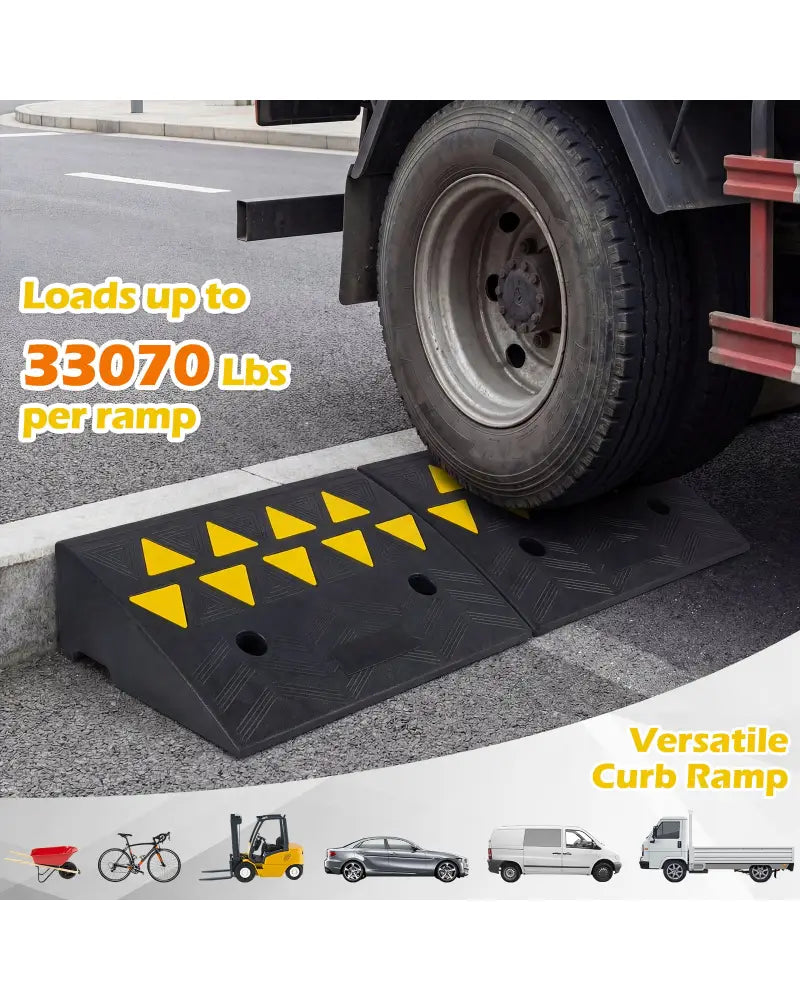 2 Pcs Driveway Threshold Ramps with 5/6 Inch Rise for Medium Trucks-S - Black - Garages