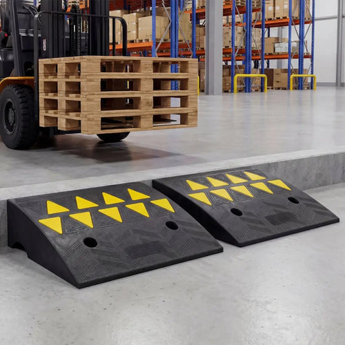 2 Pcs Driveway Threshold Ramps with 5/6 Inch Rise for Medium Trucks-S - Black - Garages