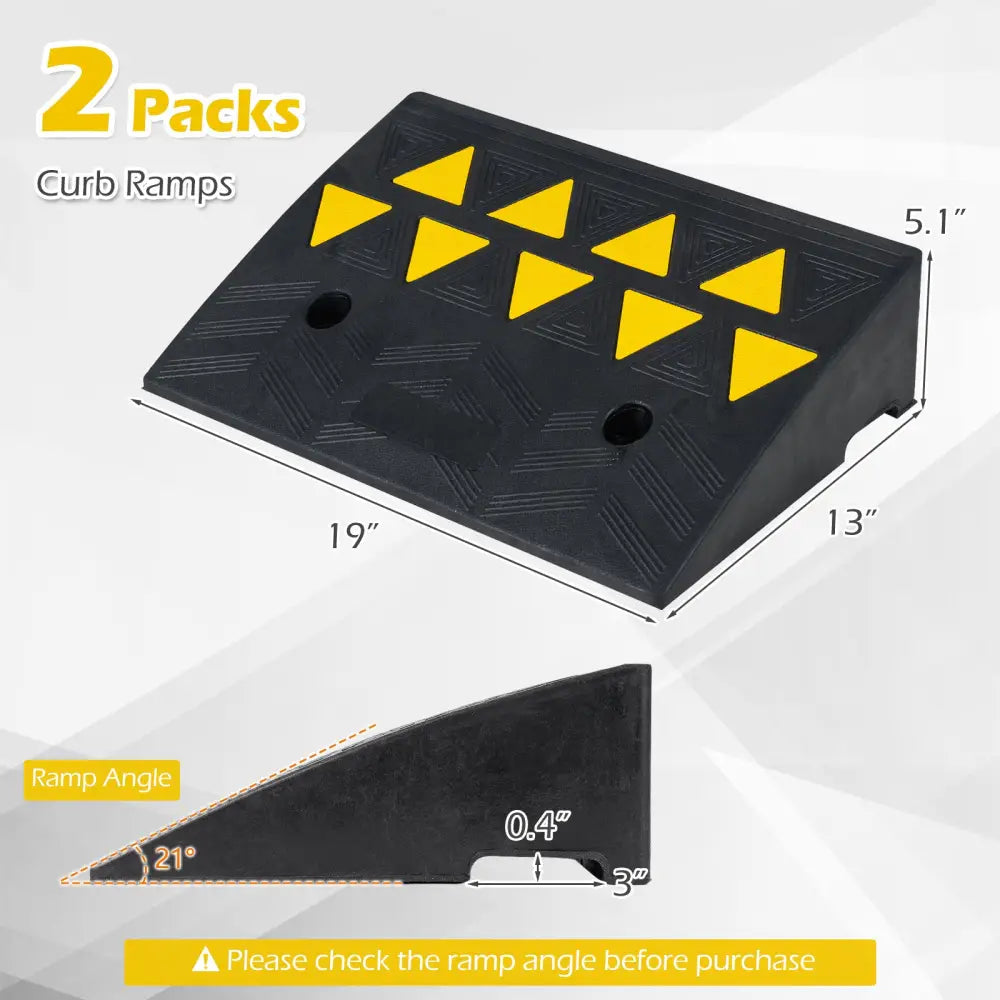 2 Pcs Driveway Threshold Ramps with 5/6 Inch Rise for Medium Trucks-S - Black - Garages