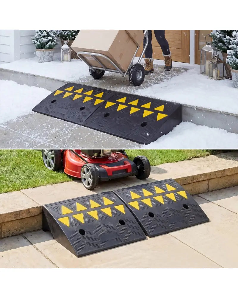 2 Pcs Driveway Threshold Ramps with 5/6 Inch Rise for Medium Trucks-S - Black - Garages