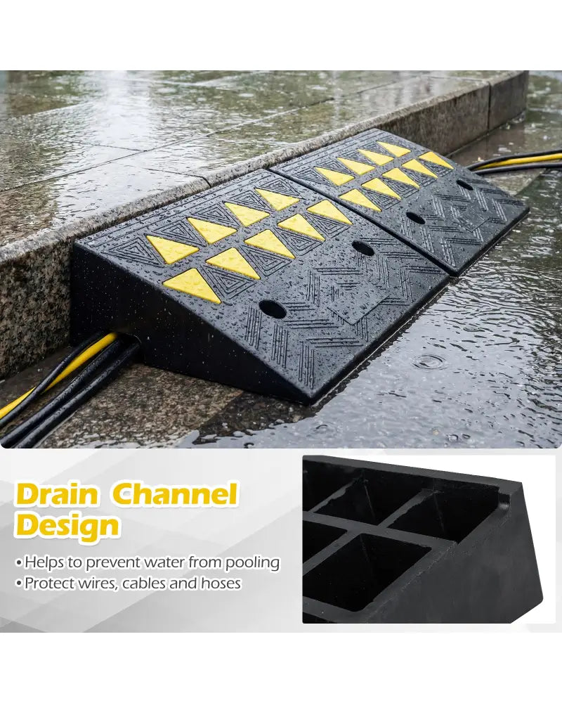 2 Pcs Driveway Threshold Ramps with 5/6 Inch Rise for Medium Trucks-S - Black - Garages