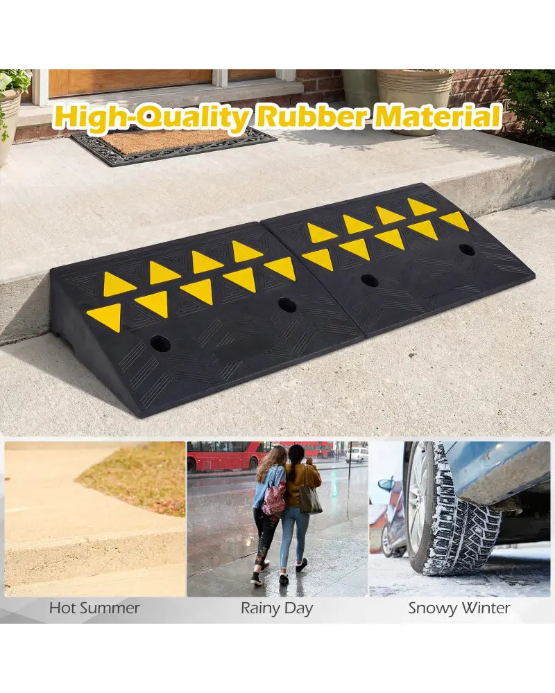 2 Pcs Driveway Threshold Ramps with 5/6 Inch Rise for Medium Trucks-S - Black - Garages