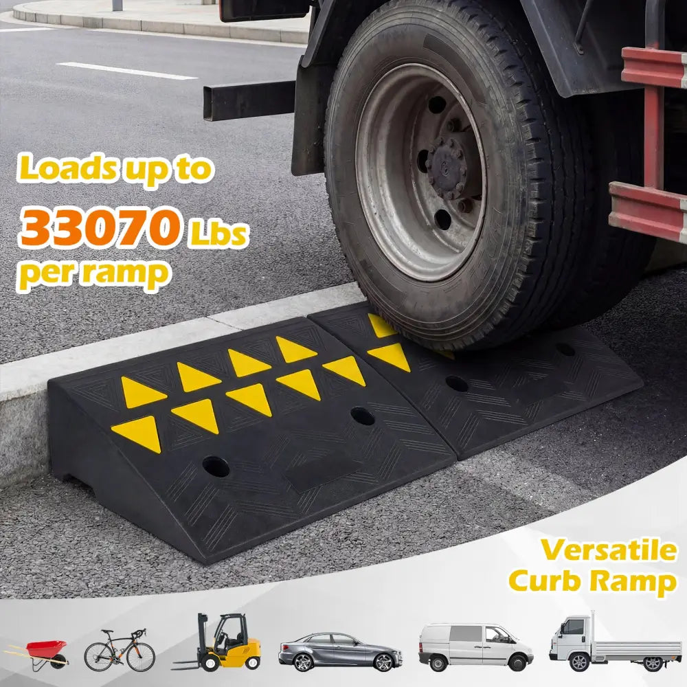 2 Pcs Driveway Threshold Ramps with 5/6 Inch Rise for Medium Trucks-S - Black - Garages