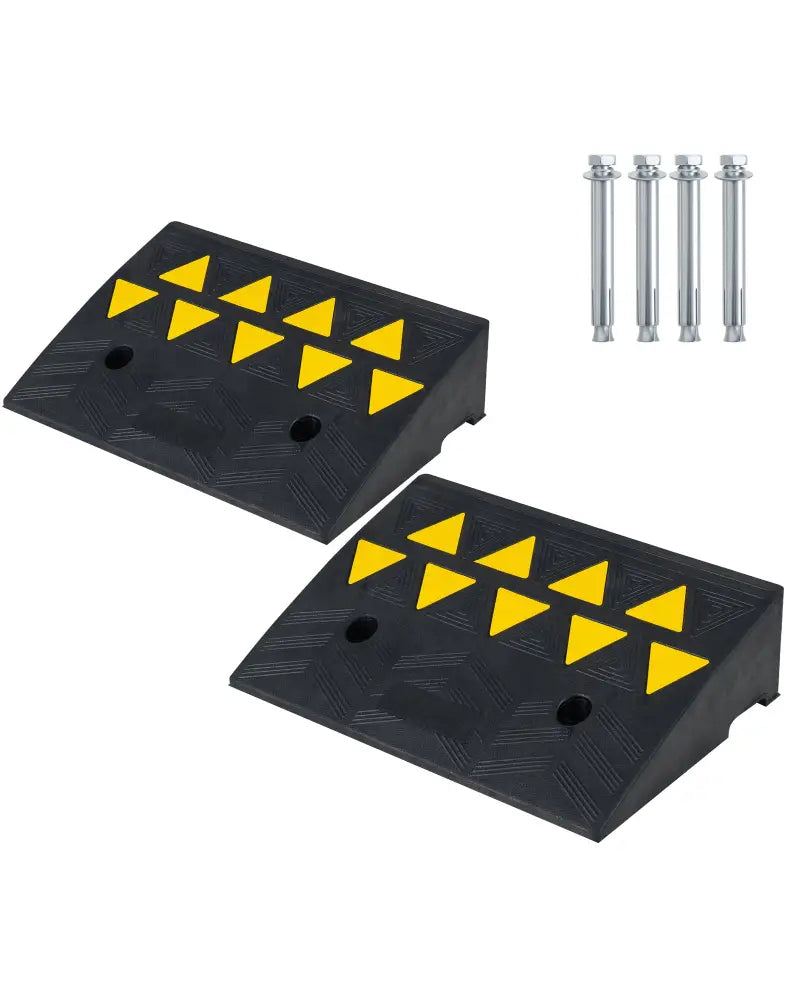 2 Pcs Driveway Threshold Ramps with 5/6 Inch Rise for Medium Trucks-S - Black - Garages