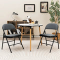 2 PCS Folding Chair Set with Upholstered Seat and Fabric Covered Backrest - Black - Conference Chairs