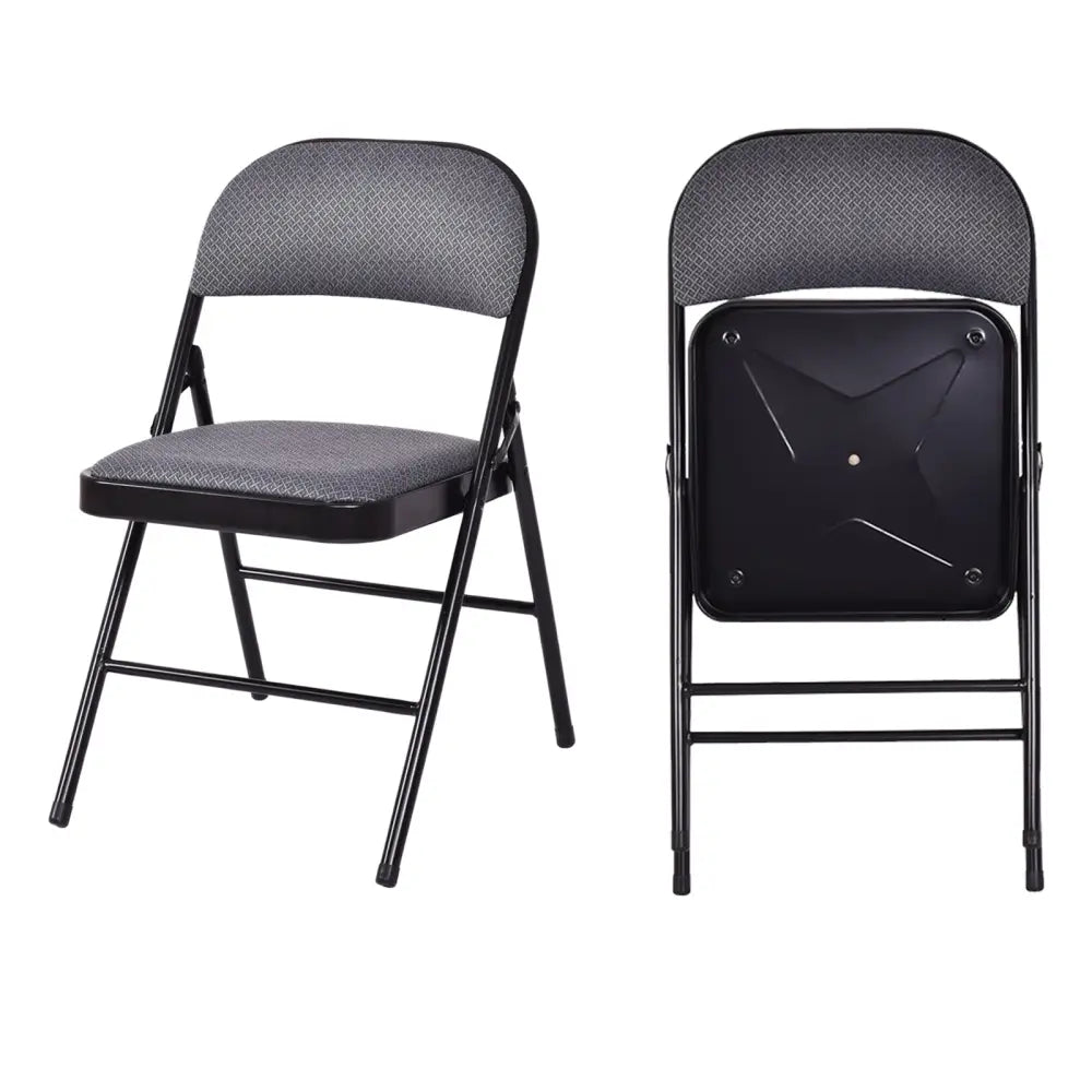 2 PCS Folding Chair Set with Upholstered Seat and Fabric Covered Backrest - Black - Conference Chairs