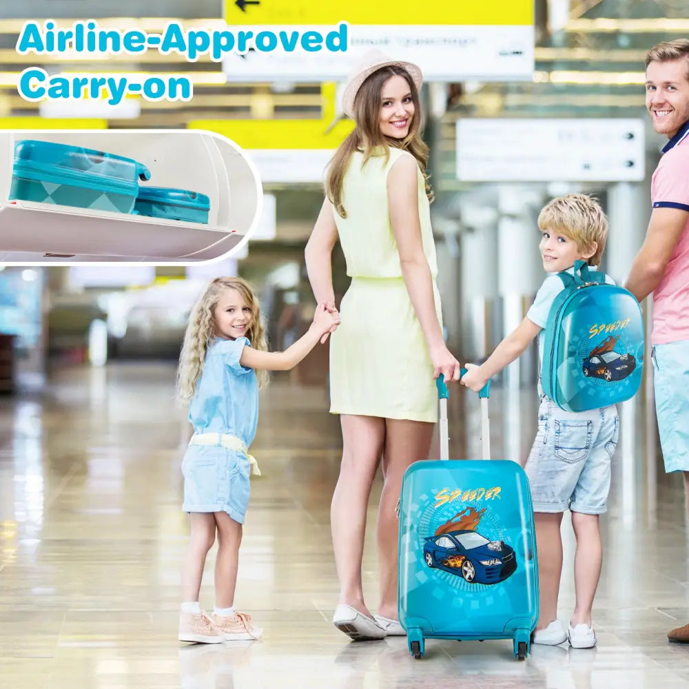 2 PCS Kid Luggage Set With Spinner Wheels for Children Boys Girls-Navy - Navy - Kids Luggage