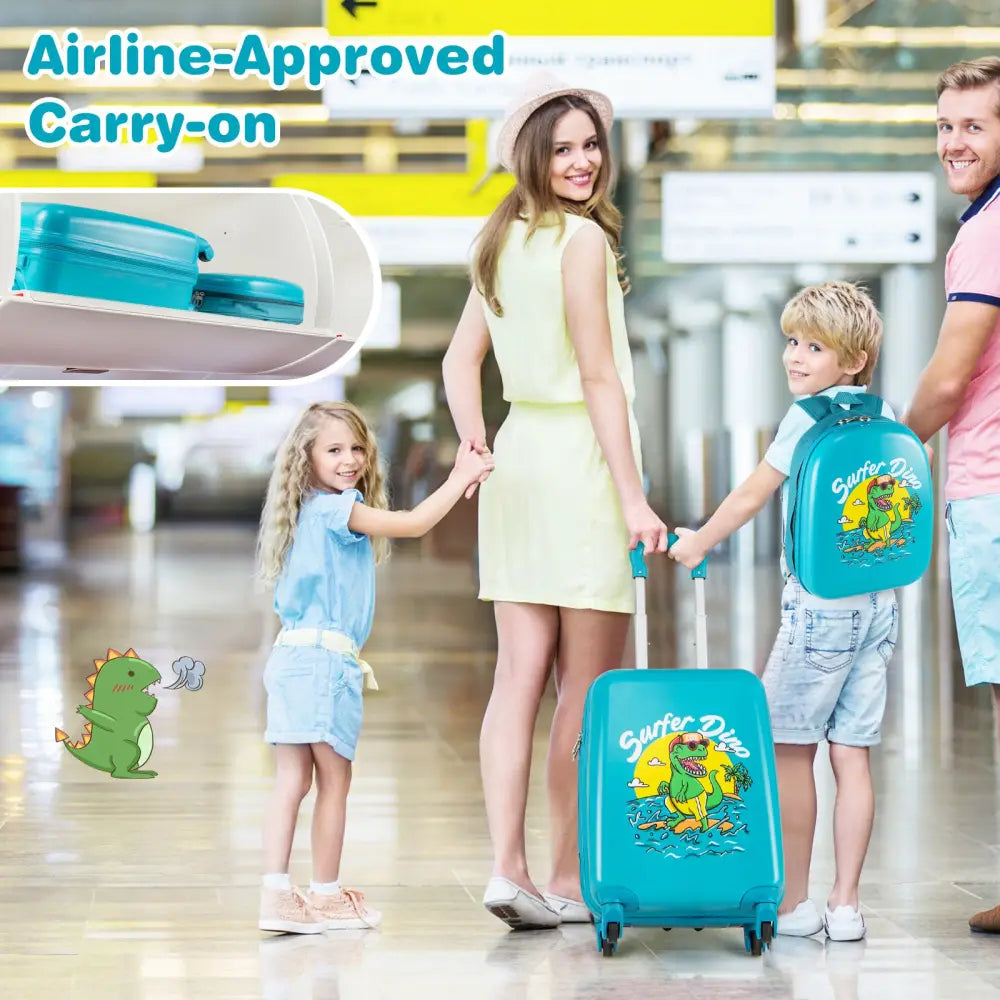 2 PCS Kid Luggage Set With Spinner Wheels for Children Boys Girls-Blue - Blue - Kids Luggage
