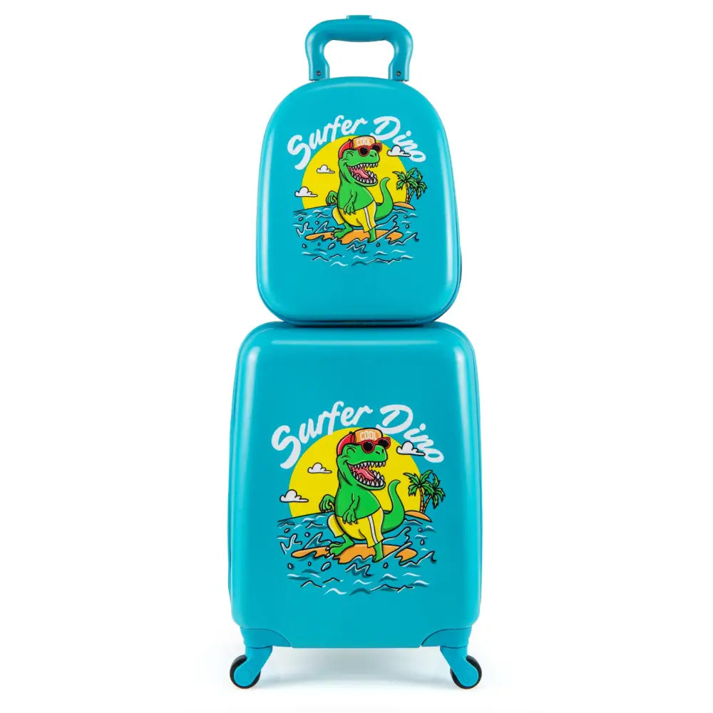 2 PCS Kid Luggage Set With Spinner Wheels for Children Boys Girls-Blue - Blue - Kids Luggage