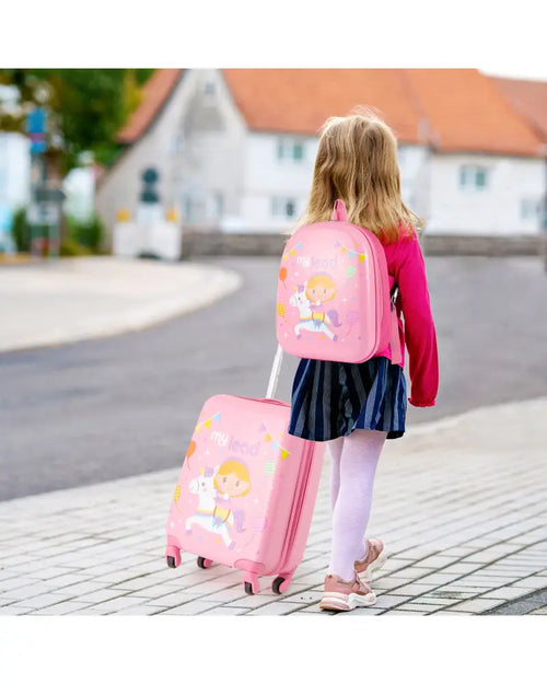 2 PCS Kid Luggage Set With Spinner Wheels for Children Boys Girls-Pink - Pink - Kids Luggage