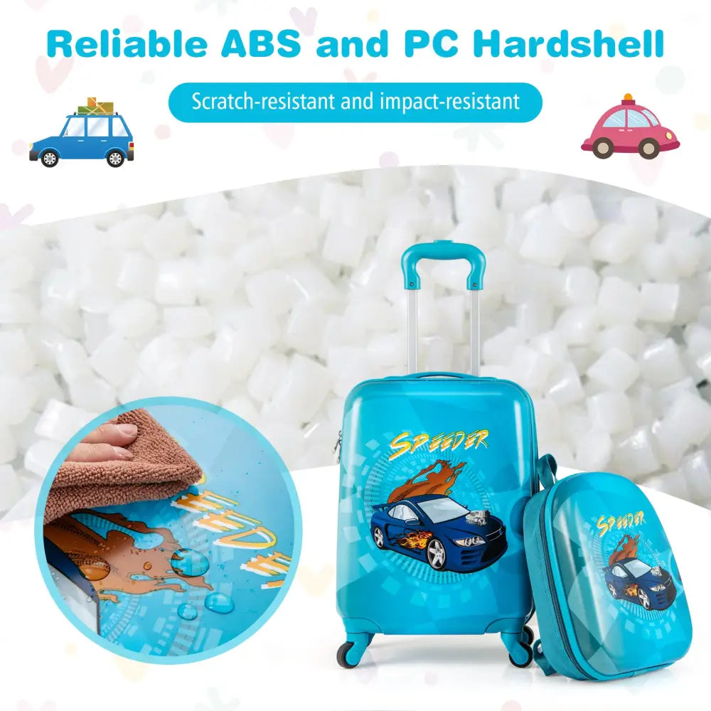 2 PCS Kid Luggage Set With Spinner Wheels for Children Boys Girls-Navy - Navy - Kids Luggage