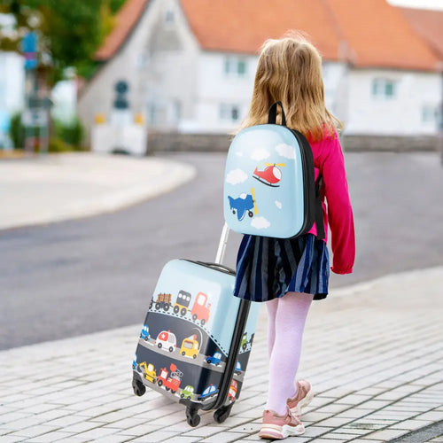 2 PCS Kid Luggage Set With Spinner Wheels for Children Boys Girls-Dark Blue - Dark Blue - Kids Luggage