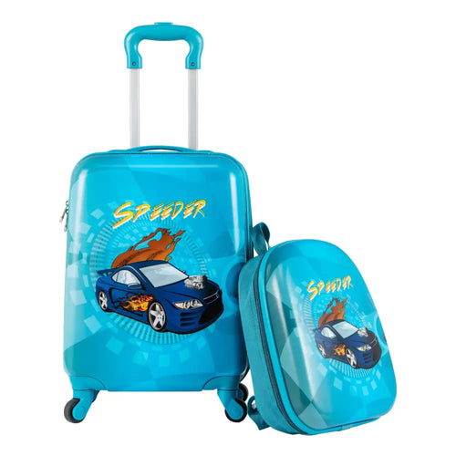 2 PCS Kid Luggage Set With Spinner Wheels for Children Boys Girls-Navy - Navy - Kids Luggage