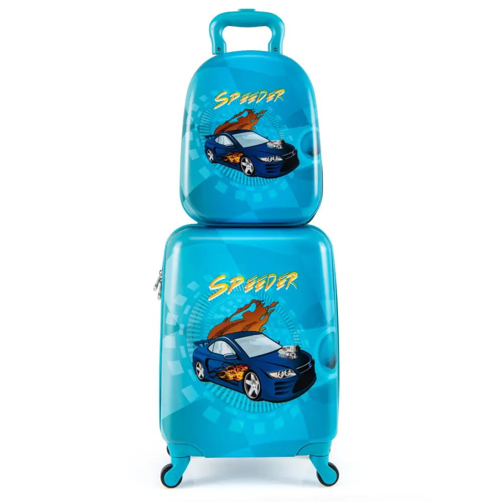 2 PCS Kid Luggage Set With Spinner Wheels for Children Boys Girls-Navy - Navy - Kids Luggage