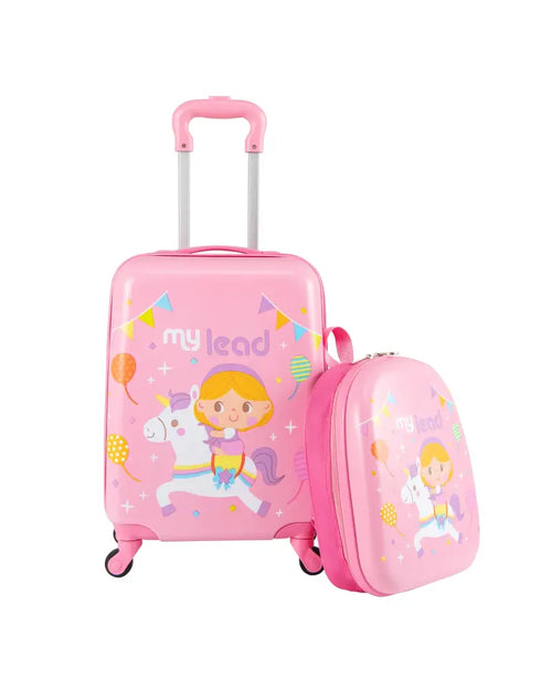 2 PCS Kid Luggage Set With Spinner Wheels for Children Boys Girls-Pink - Pink - Kids Luggage