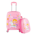 2 PCS Kid Luggage Set With Spinner Wheels for Children Boys Girls-Pink - Pink - Kids Luggage