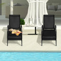2 Pcs Outdoor Patio Lounge Chair Chaise Fabric with Adjustable Reclining Armrest - Black - Outdoor Chaise Lounges