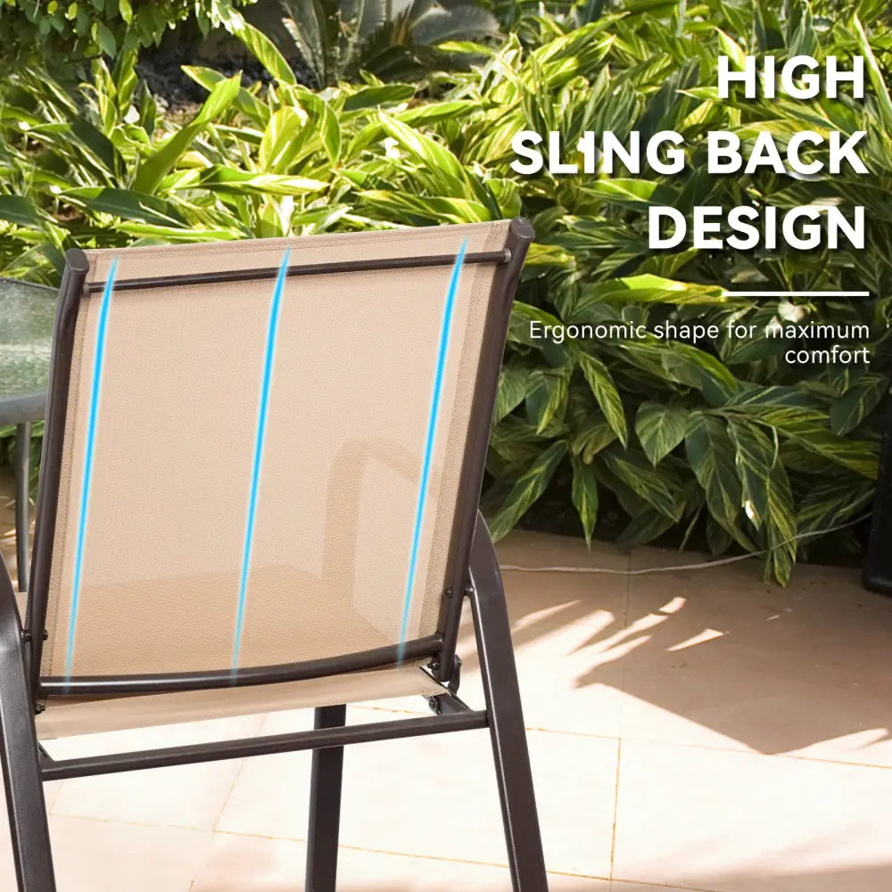 2 Pcs Patio Chairs Outdoor Dining Chair with Armrest-Beige - Beige - Patio Dining Chairs