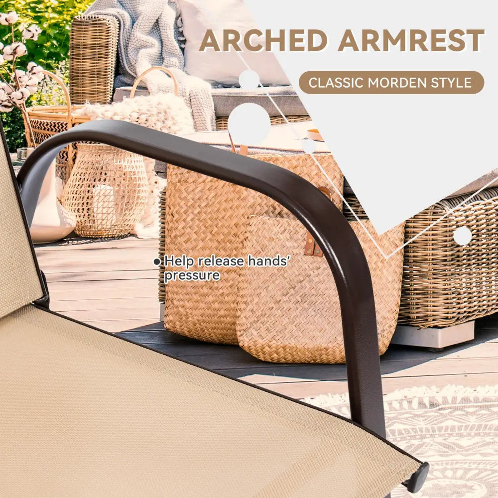 2 Pcs Patio Chairs Outdoor Dining Chair with Armrest-Beige - Beige - Patio Dining Chairs
