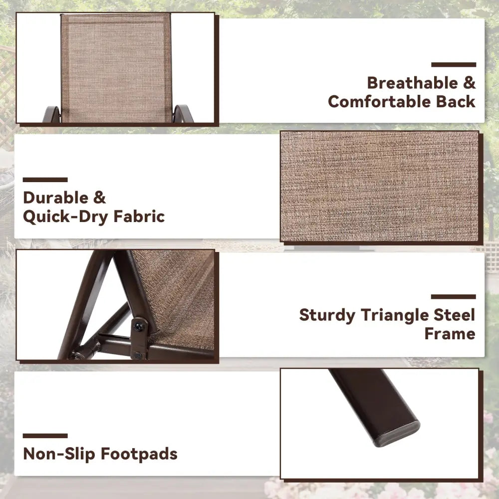 2 Pcs Patio Chairs Outdoor Dining Chair with Armrest-Brown - Brown - Patio Dining Chairs