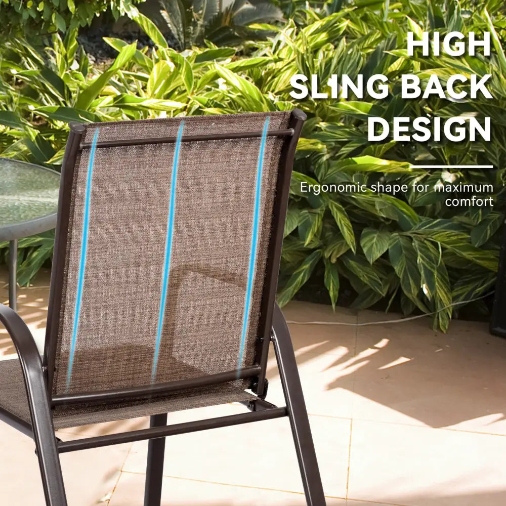2 Pcs Patio Chairs Outdoor Dining Chair with Armrest-Brown - Brown - Patio Dining Chairs
