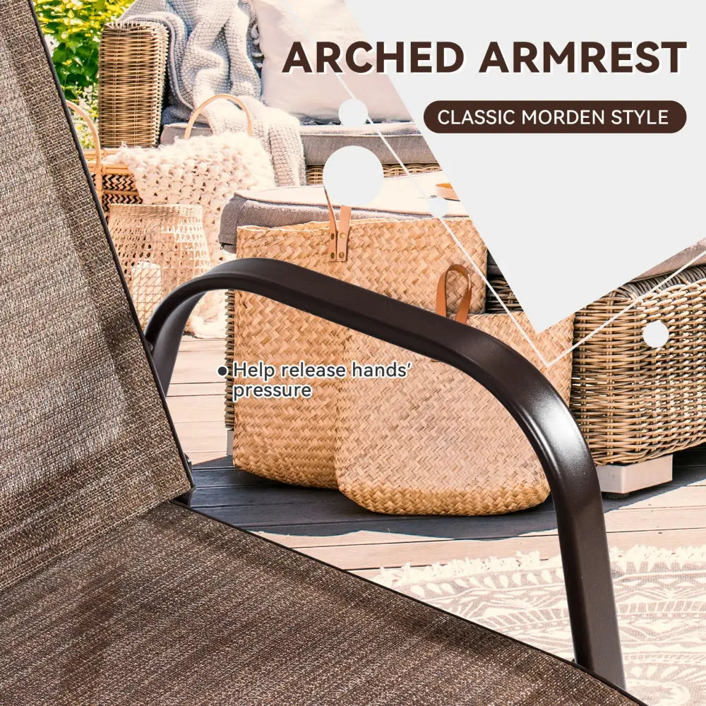 2 Pcs Patio Chairs Outdoor Dining Chair with Armrest-Brown - Brown - Patio Dining Chairs