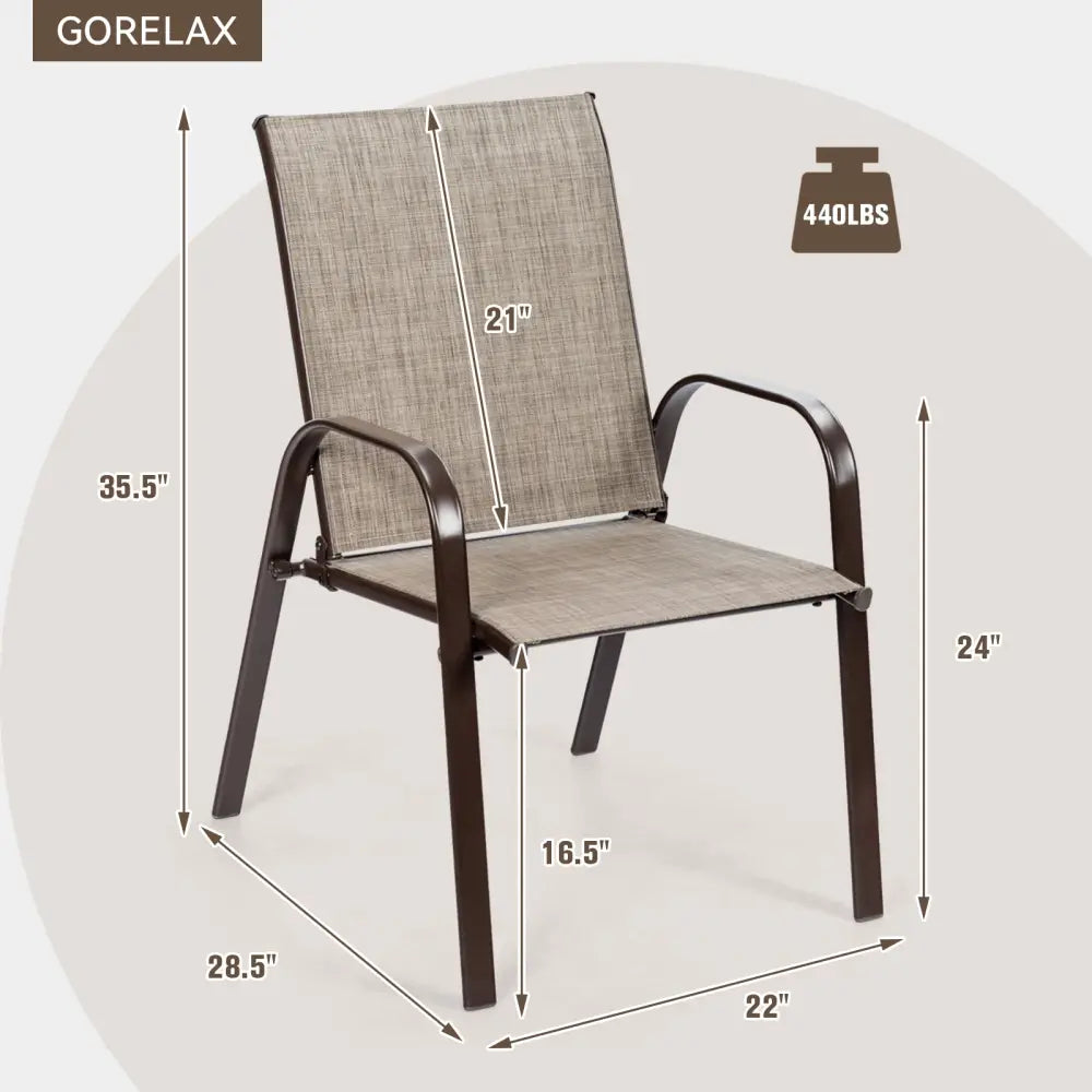 2 Pcs Patio Chairs Outdoor Dining Chair with Armrest-Gray - Gray - Patio Dining Chairs