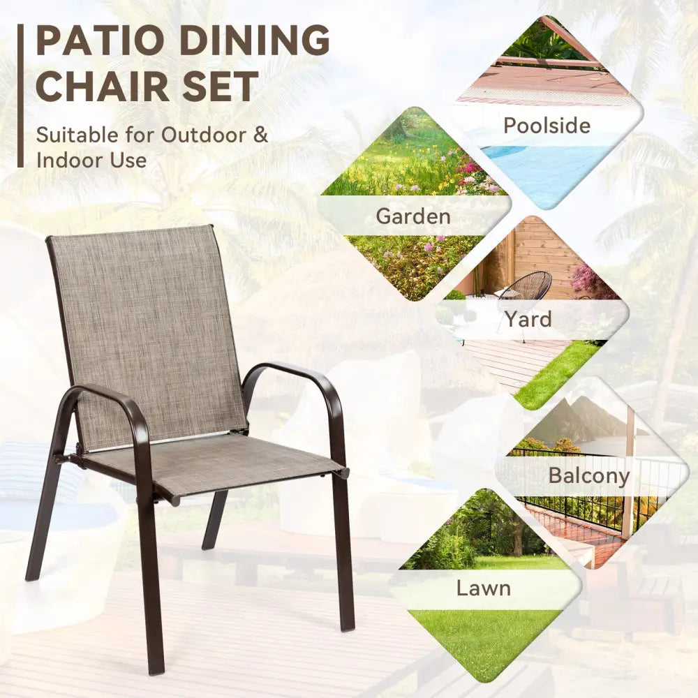 2 Pcs Patio Chairs Outdoor Dining Chair with Armrest-Gray - Gray - Patio Dining Chairs