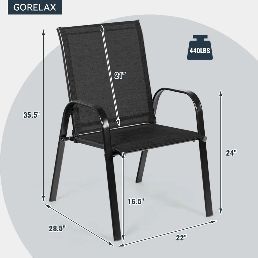 2 Pcs Patio Outdoor Dining Chair with Armrest-Black - Black - Patio Dining Chairs