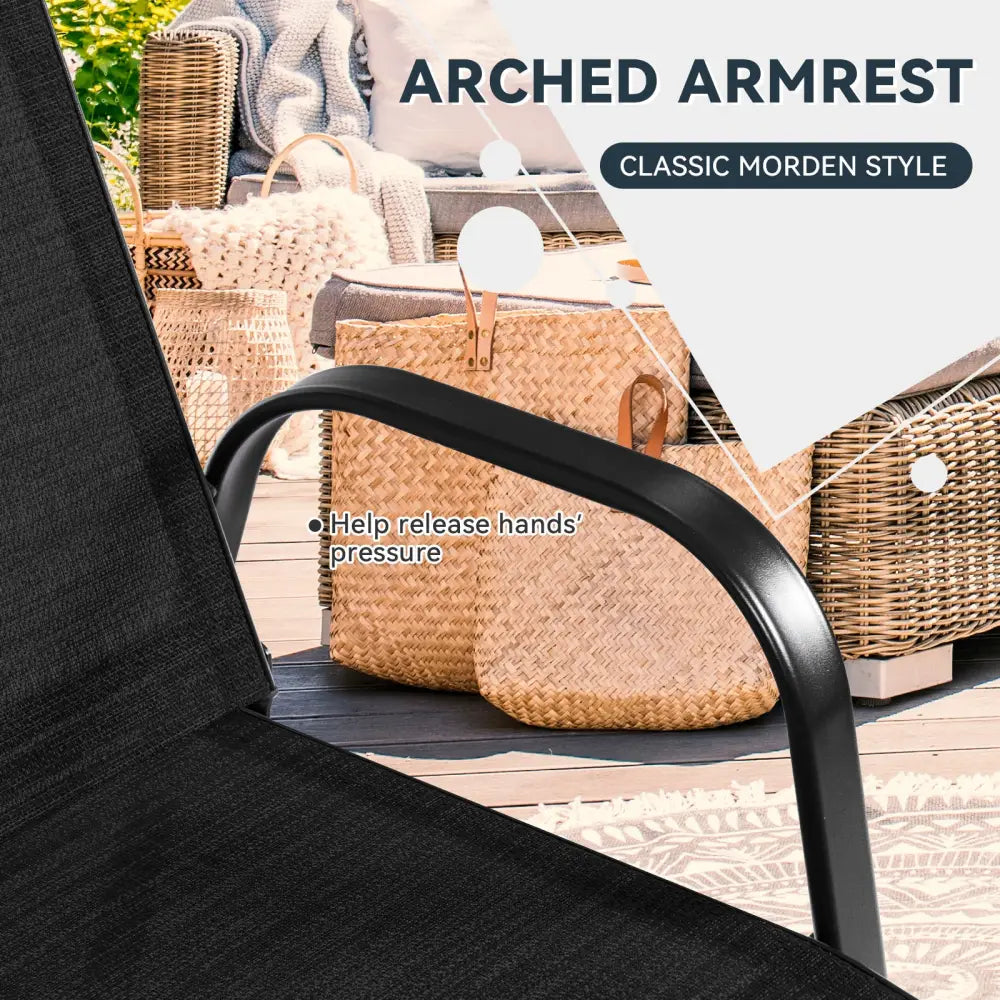 2 Pcs Patio Outdoor Dining Chair with Armrest-Black - Black - Patio Dining Chairs