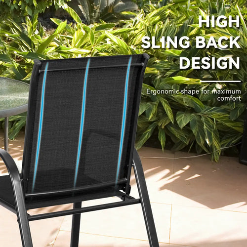 2 Pcs Patio Outdoor Dining Chair with Armrest-Black - Black - Patio Dining Chairs