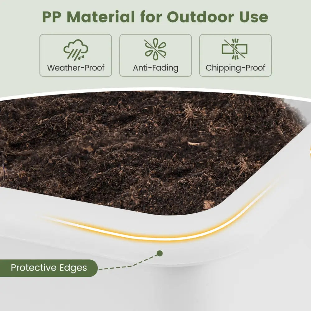 2 PCS Raised Garden Beds Self-Watering Planter Box with Detachable Legs and Drainage Hole-White - White - Raised Garden