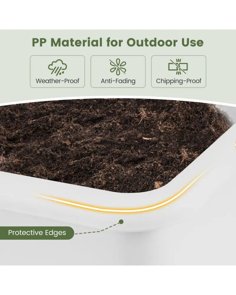 2 PCS Raised Garden Beds Self-Watering Planter Box with Detachable Legs and Drainage Hole-White - Light Gray - Raised
