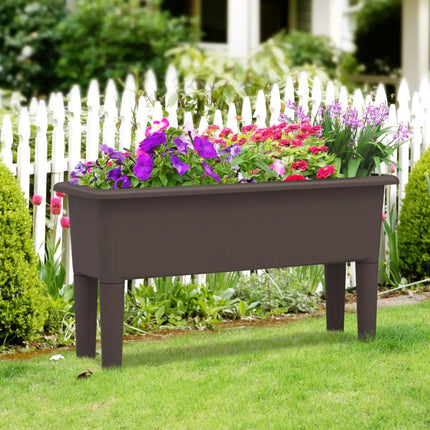 2 PCS Raised Garden Beds Self-Watering Planter Box with Detachable Legs and Drainage Hole-Coffee - Coffee - Raised