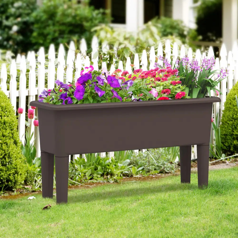 2 PCS Raised Garden Beds Self-Watering Planter Box with Detachable Legs and Drainage Hole-Coffee - Coffee - Raised