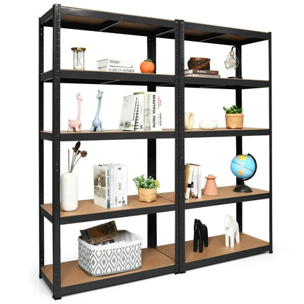 2 Pcs Storage Shelves Garage Shelving Units Tool Utility Shelves-Black - Black - Garages
