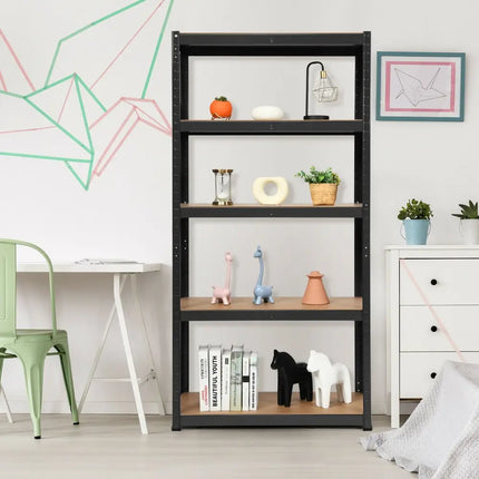 2 Pcs Storage Shelves Garage Shelving Units Tool Utility Shelves-Black - Black - Garages