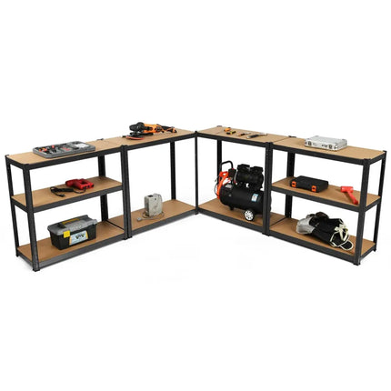 2 Pcs Storage Shelves Garage Shelving Units Tool Utility Shelves-Black - Black - Garages