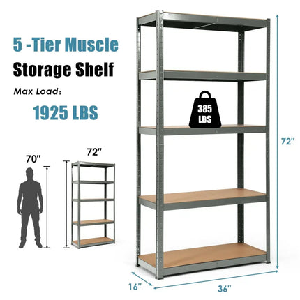 2 Pcs Storage Shelves Garage Shelving Units Tool Utility Shelves-Gray - Gray - Garages