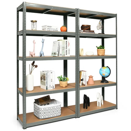 2 Pcs Storage Shelves Garage Shelving Units Tool Utility Shelves-Gray - Gray - Garages